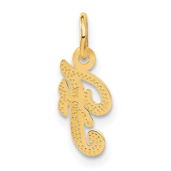 The Sadie 14k Yellow Gold Mini Satin Script Initial Charm, Letter F - Picture 3 of 6